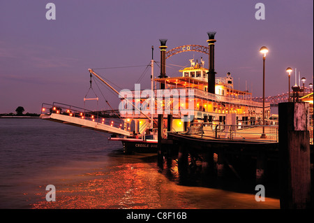 Creole Queen, Riverwalk, Mississippi, River, French Quarter, New Orleans, Louisiana, USA, United States, America, paddle steamer Stock Photo