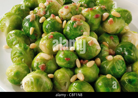 Brussels, bacon & pine nuts Stock Photo