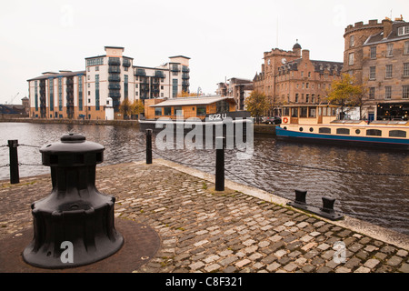 New and old waterside buildings, Leith, Edinburgh, Scotland, United Kingdom Stock Photo