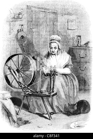 Saxony spinning wheel yarn spindle lady ladies jenny frame flax long draw linen hand powered made flywheel