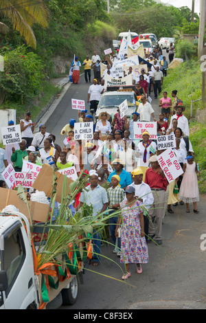 Costumed procession to celebrate 250 years of Methodism on the island, Montserrat Stock Photo