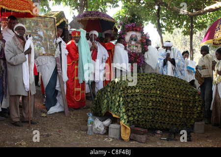 Priest's funeral in Lalibela, Wollo, Ethiopia Stock Photo