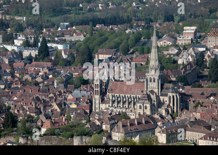 Town view of Autun with the cathedral Saint-Lazare, Autun, Saone et Loire, Burgundy, France Stock Photo