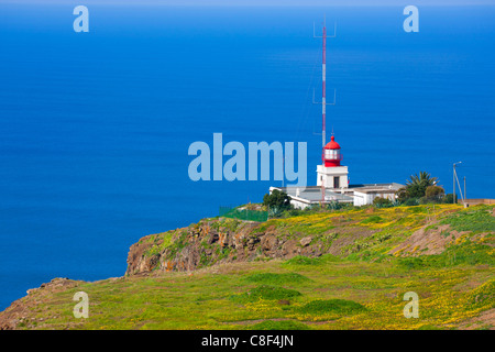 Ponta do Pargo, Portugal, Europe, Madeira, coast, sea, Atlantic, lighthouse Stock Photo