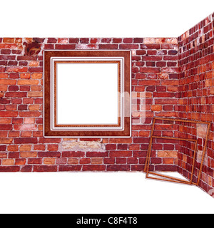 frames old leather on a brick wall Stock Photo