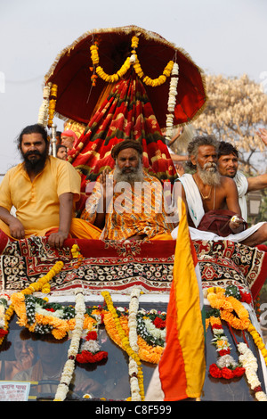 Procession Of Naked Sadhus During Kumbh Mela In Haridwar Stock