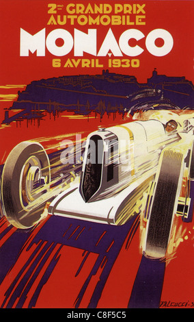 MONACO GRAND PRIX 1930  Poster designed by Roberto Falcucci Stock Photo