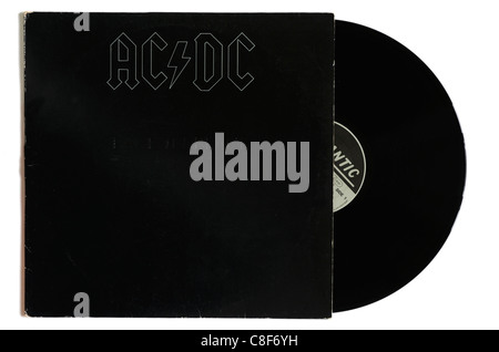 Grupo de rock Australian Classic, álbum de música ACDC en disco LP de vinilo.  Titulado De nuevo en negro Fotografía de stock - Alamy