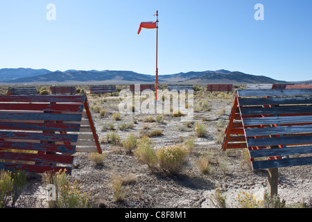 A nice symmetrical image of a windsock on a Nevada Desert airport. Stock Photo