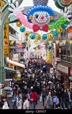 Tokyo, city, Japan, November, Asia, district, Harajuku, Takeshita street, shopping street, shopping, clown, aerial balloon, Toky Stock Photo