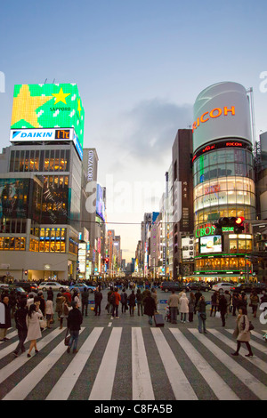 Tokyo, city, Japan, November, Asia, district, Ginza, Chuo avenue, street, pedestrian's stripe, pedestrian, passer-by, pedestrian Stock Photo