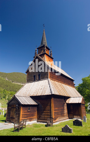 Stave church dating from 1184 at Kaupanger, Western Norway, Norway, Scandinavia Stock Photo
