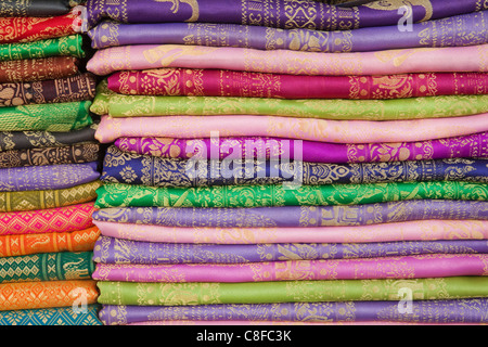 Asia, Cambodia, Phnom Penh, Russian Market, Shops, Shopping, Market, Markets, Raw Silk, Material, Fabrics, Interior, Interiors, Stock Photo