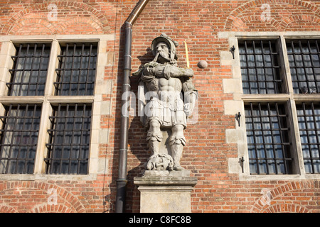 Cossack statue on the Great Armory facade in Gdansk, Poland Stock Photo