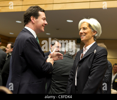 Pictured at the Ecofin meeting of European Union Finance Ministers British Ch Stock Photo