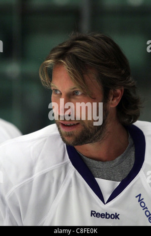 Peter Forsberg playing a charity game for the team Icebreakers. The Icebreakers consists of current and former NHL players Stock Photo