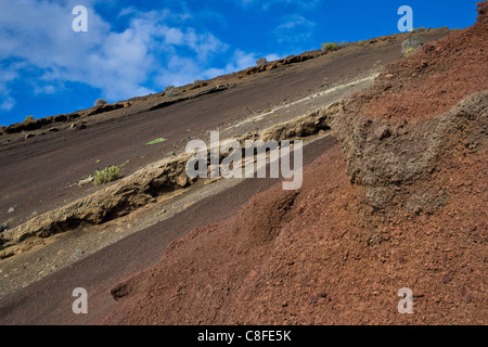 El Golfo, Charco de los Clicos, Spain, Europe, rock, cliff, formation, Canary islands, isle, ;, Lanzarote, lava, Stock Photo