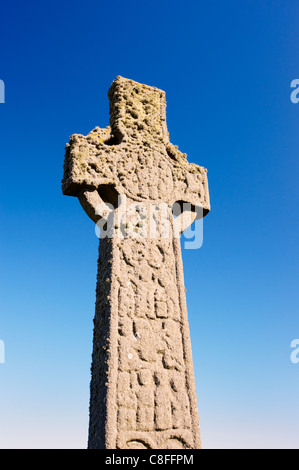 St. Martin's Cross, magnificent Celtic carved cross dating from the 8th century, Isle of Iona, Inner Hebrides, Scotland,UK Stock Photo