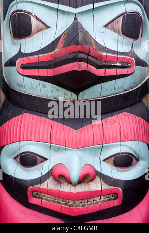 Totem Pole at Icy Strait Point Cultural Center, Hoonah City, Chichagof Island, Southeast Alaska, United States of America Stock Photo