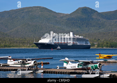 The Volendam cruise ship arriving to Ketchikan. Alaska Inside Passage. USA Stock Photo
