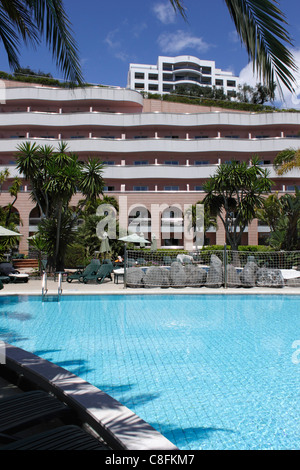 Swimming pool in grounds of Royal Savoy Hotel Funchal Madeira Stock Photo