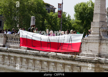 People celebrating the beatification of Pope John Paul II Vatican Rome Stock Photo