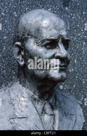 Bust of Soviet military commander Ivan Konev at the cemetery of the Czechoslovak soldiers at the Dukla Mountain Pass, Slovakia. Stock Photo