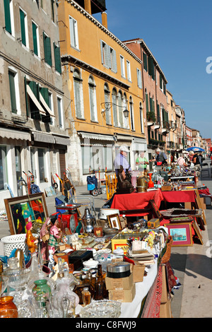 Street flea market, Venice Italy Stock Photo