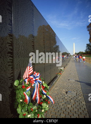 Vietnam Veterans Memorial Wall at The Vietnam Veterans Memorial, National Mall, Washington DC, United States of America Stock Photo