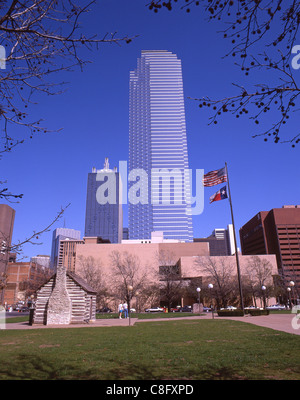 John Neely Bryan's Cabin, Dealy Plaza, Downtown Dallas, Dallas, Texas, United States of America Stock Photo