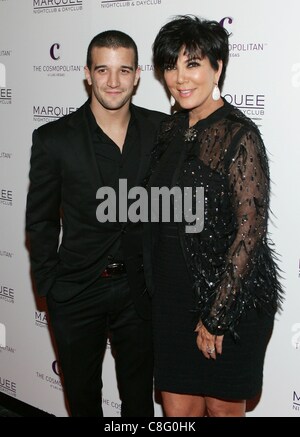 Mark Ballas, Kris Jenner at arrivals for Kim Kardashian 31st Birthday Party at Marquee, Marquee Nightclub and Dayclub at The Cosmopolitan, Las Vegas, NV October 22, 2011. Photo By: James Atoa/Everett Collection Stock Photo