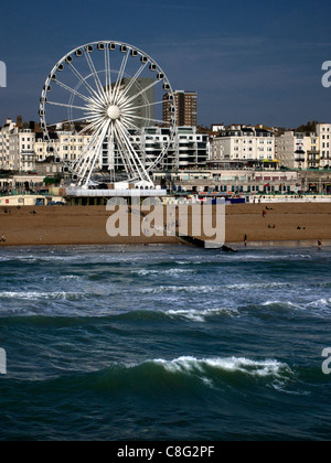 Brighton wheel -  giant ferris wheel (the Brighton eye) on the beach Stock Photo