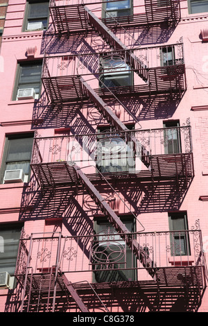 Fire escapes, Soho, Manhattan, New York City, USA Stock Photo