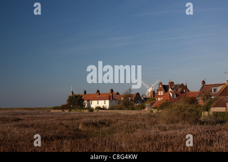 The windmill and house of the village of Cley-next-the-Sea on the North Norfolk coast, England Stock Photo