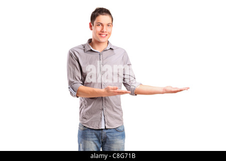 A man gesturing welcome Stock Photo