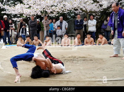 Sumo convention of japanese children Stock Photo