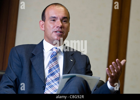 Michael C Woodford, former president and COO of Olympus Corp., talks during an interview at the company's headquarters in Tokyo Stock Photo