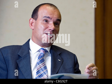 Michael C Woodford, former president and COO of Olympus Corp., talks during an interview at the company's headquarters in Tokyo Stock Photo