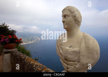 View from Terrace of Infinity, in gardens of Villa Cimbrone, Ravello, Amalfi Coast, UNESCO World Heritage Site, Campania, Italy Stock Photo