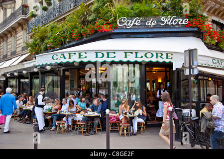 Cafe de Flore, Saint-Germain-des-Pres, Left Bank, Paris, France Stock Photo