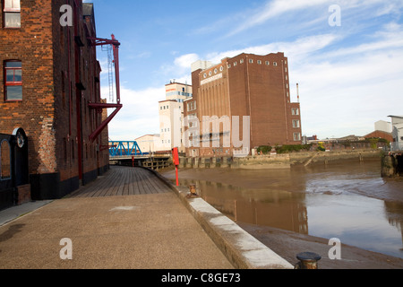 Industrial buildings by River Hull, Hull, Yorkshire, England
