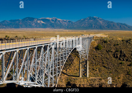 Rio Grande Gorge Bridge and US Route 64, near Taos, New Mexico, United States of America Stock Photo