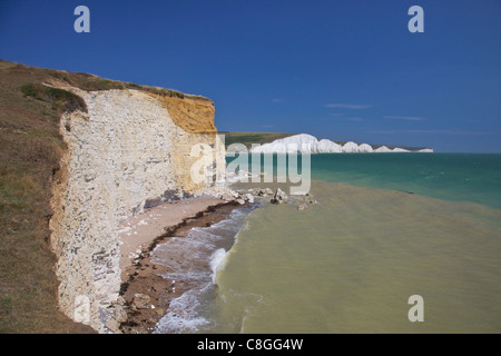 Seven Sisters white chalk cliffs, East Sussex, England, United Kingdom Stock Photo