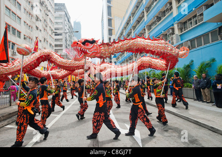 Asia, China, Hong Kong, Tai Kok Tsui, Festival, Festivals, Parade, Parades, Culture, Cultural, Dragon Dance, Dragon, Dragons, Ch Stock Photo