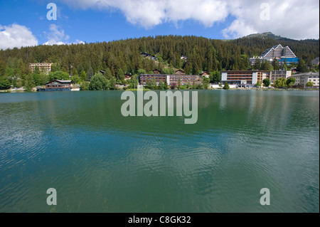 Switzerland, Europe, cloud, clouds, summers, wood, forest, tree, mountain, mountains, lake, panorama, scenery, town, city, Valai Stock Photo