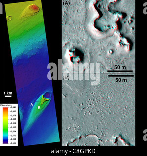 Turbulent Lava Flow in Mars' Athabasca Valles Stock Photo