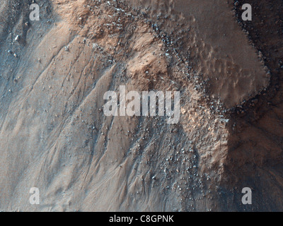 Gullies on Gorgonum Chaos Mesas Stock Photo