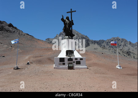 Argentina, South America, Andes, Mendoza, Christ, statue, Cristo redendor, mountains Stock Photo