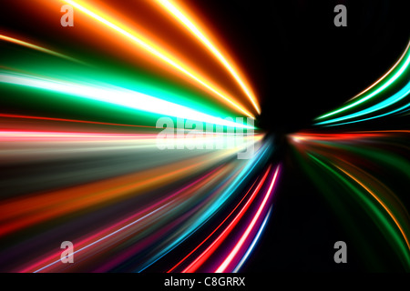 abstract acceleration speed motion on night road Stock Photo