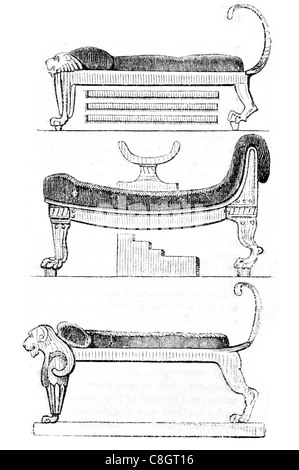 ancient Egyptian couches couch chaise longue  Egypt Bedroom Furniture chair stool shelf Stock Photo